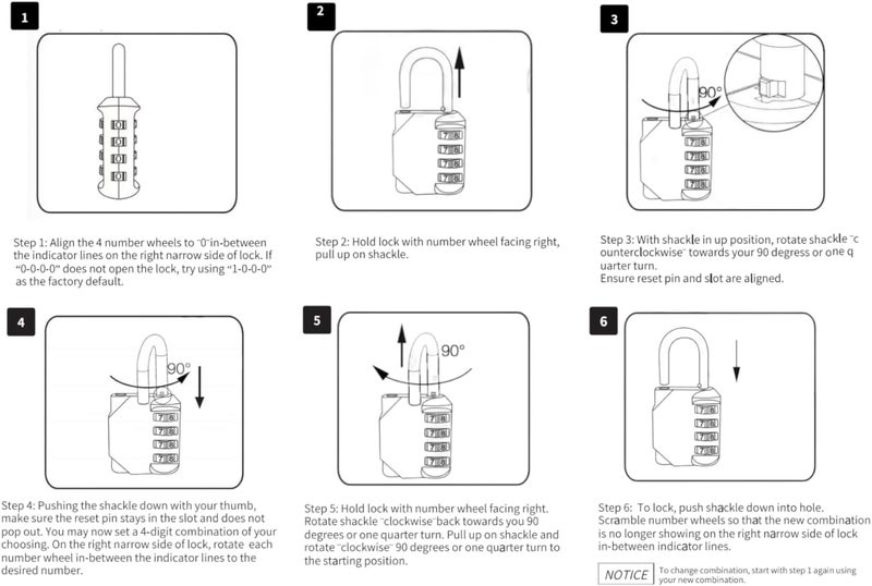 Vervida ® Combination Lock Resettable 2 Pack 4 Digit Outdoor Waterproof Combo Padlock for School Gym Locker, Sports Locker, Fence, Toolbox, Gate, Hasp Storage (Black) - Image 3